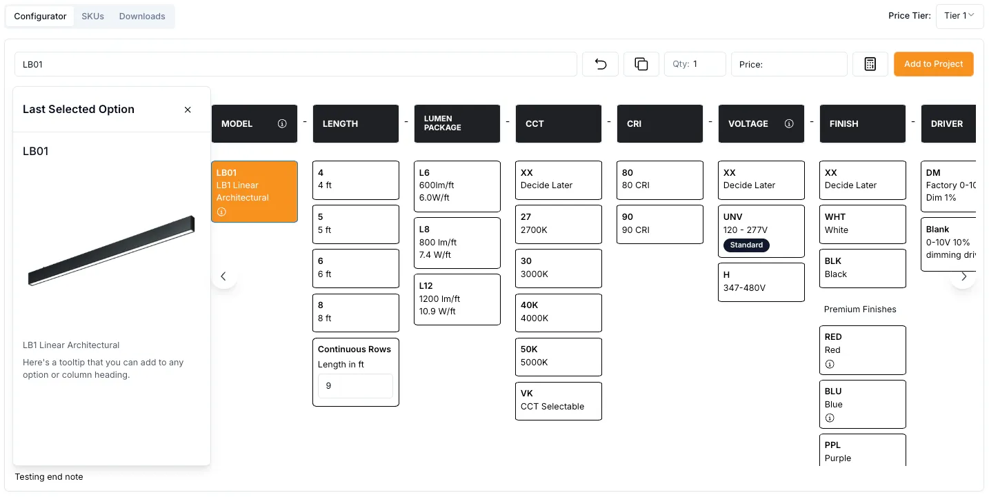 Product Configurator in the Electrify app